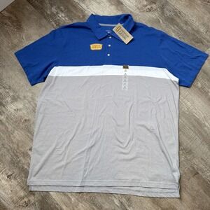 New with tag The Foundry Men's 3XL Quick Dry Polo Shirt Blue gray Stripes NWT